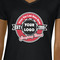 Logo & Tag Line Black V-Neck T-Shirt on Model - CloseUp