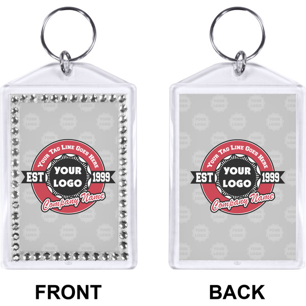 Logo & Tag Line Bling Keychain (Front + Back)