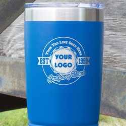 Logo & Tag Line 20 oz Stainless Steel Tumbler - Royal Blue - Single-Sided (Personalized)