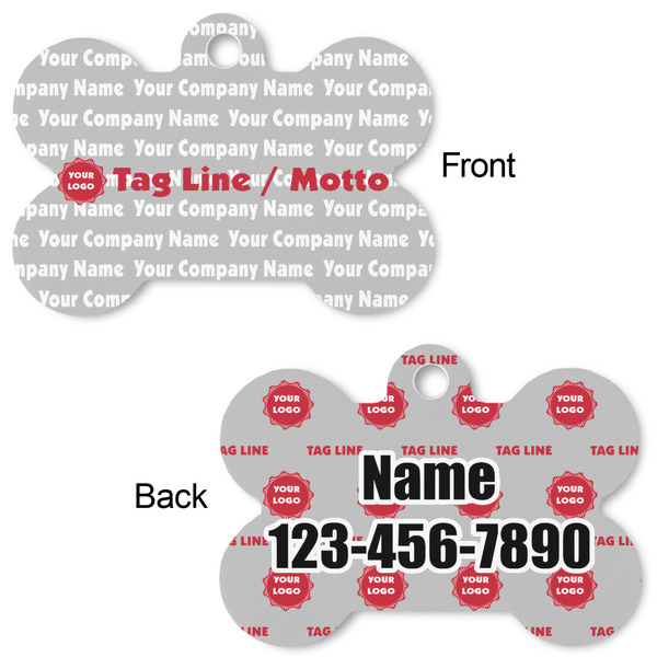 Logo & Tag Line Bone Shaped Dog Tag - Front & Back