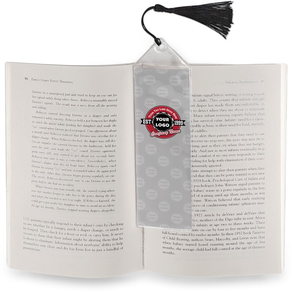 Logo & Tag Line Bookmark with tassel - In book