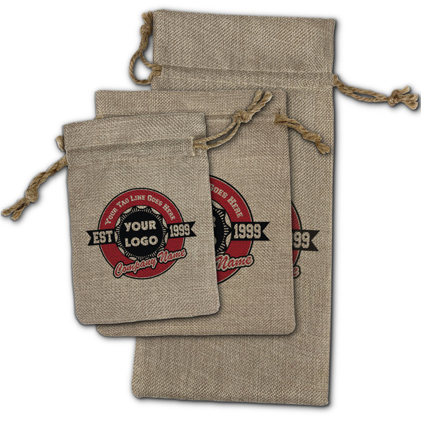 Logo & Tag Line Burlap Gift Bags - (PARENT MAIN) All Three