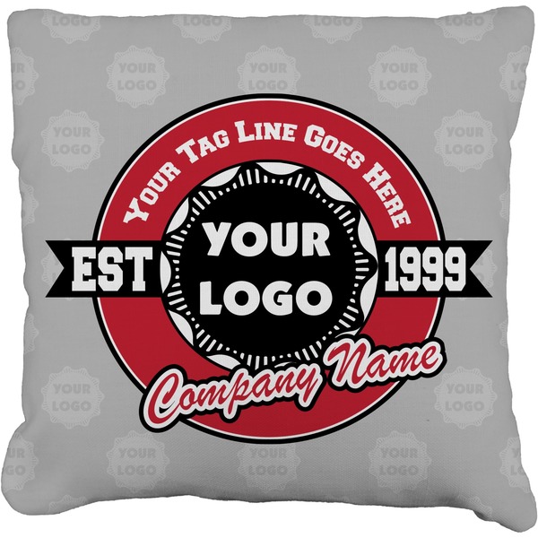 Custom Logo & Tag Line Faux-Linen Throw Pillow 18" w/ Logos