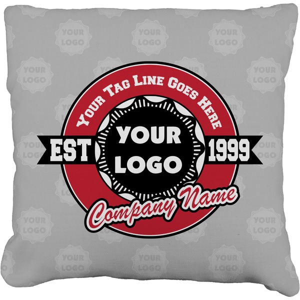 Custom Logo & Tag Line Faux-Linen Throw Pillow 20" w/ Logos