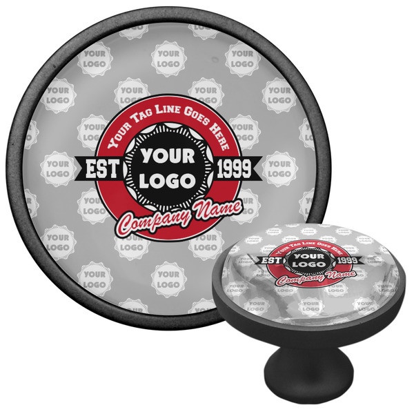 Logo & Tag Line Cabinet Knob - Black - Multi Angle