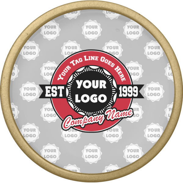 Logo & Tag Line Cabinet Knob - Gold - Front