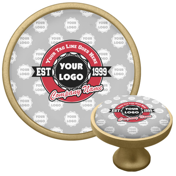 Logo & Tag Line Cabinet Knob - Gold - Multi Angle