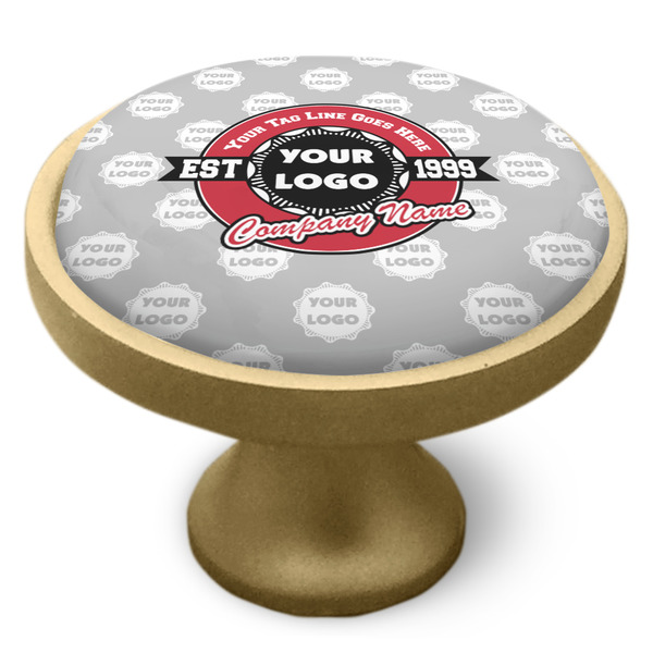 Logo & Tag Line Cabinet Knob - Gold - Side