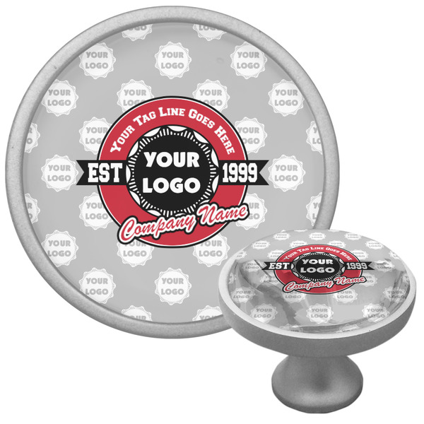 Logo & Tag Line Cabinet Knob - Nickel - Multi Angle