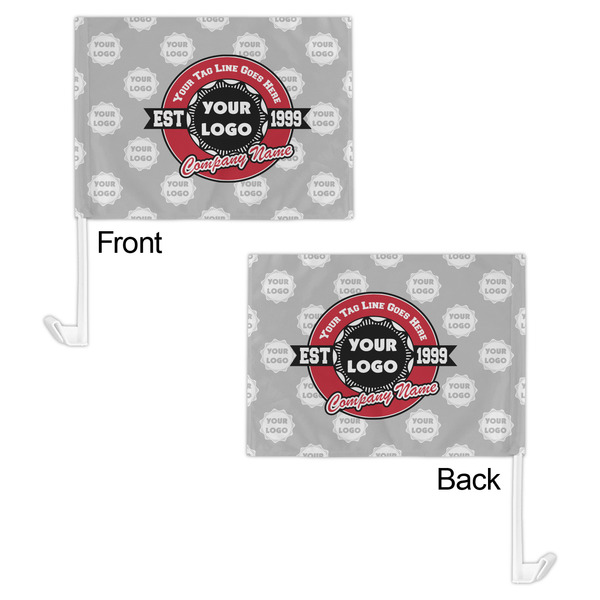 Logo & Tag Line Car Flag - 11" x 8" - Front & Back View