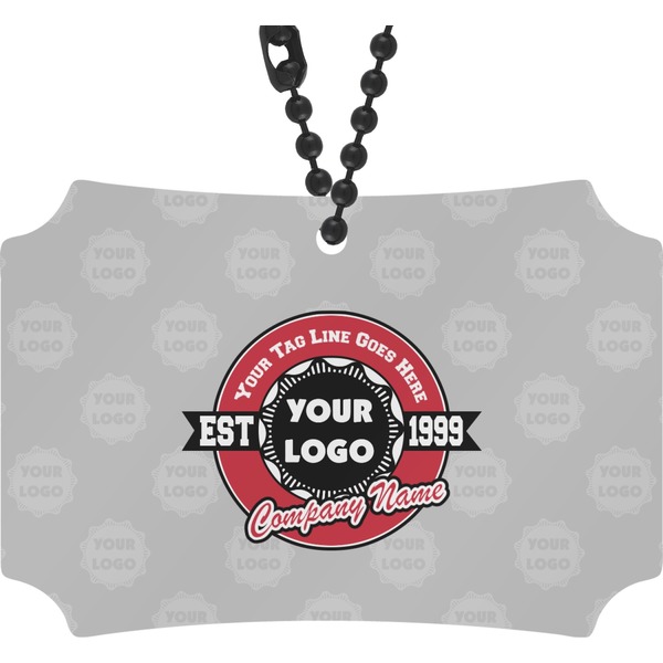 Custom Logo & Tag Line Rear View Mirror Ornament w/ Logos