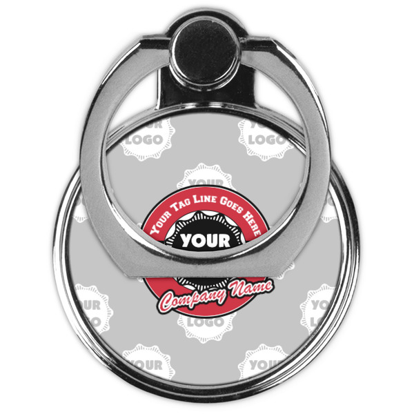 Logo & Tag Line Cell Phone Ring Stand & Holder - Front (Collapsed)
