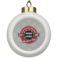 Logo & Tag Line Ceramic Ball Ornament (Personalized)