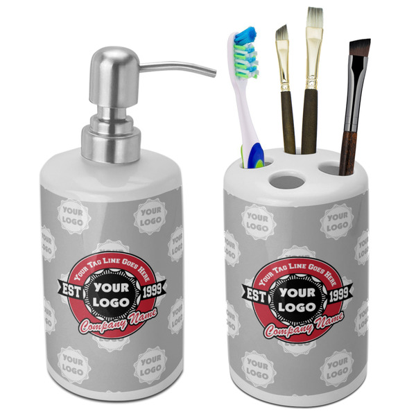Custom Logo & Tag Line Ceramic Bathroom Accessories Set (Personalized)