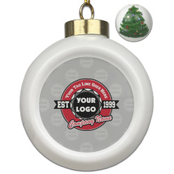 Logo & Tag Line Ceramic Ball Ornament - Christmas Tree (Personalized)