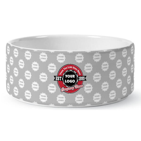 Custom Logo & Tag Line Ceramic Dog Bowl - Large (Personalized)