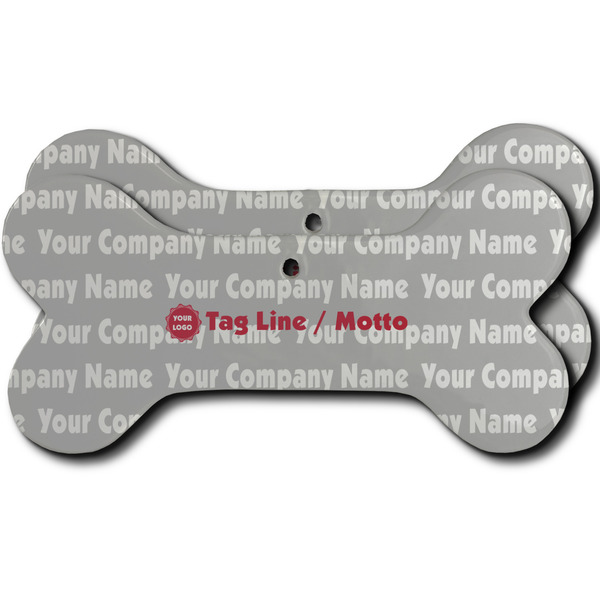 Custom Logo & Tag Line Ceramic Dog Ornament - Double-Sided (Personalized)