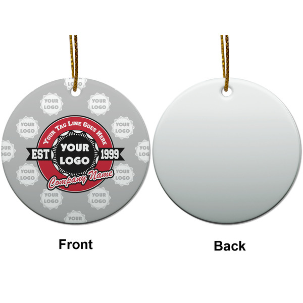 Logo & Tag Line Ceramic Flat Ornament - Circle Front & Back (APPROVAL)