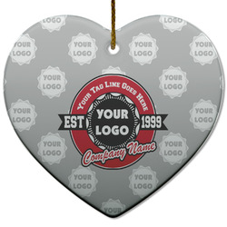 Logo & Tag Line Heart Ceramic Ornament w/ Logos