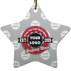 Logo & Tag Line Star Ceramic Ornament w/ Logos