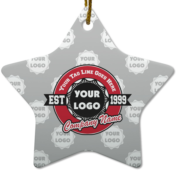 Custom Logo & Tag Line Star Ceramic Ornament w/ Logos