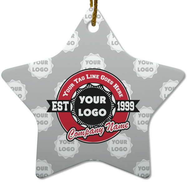 Logo & Tag Line Ceramic Flat Ornament - Star (Front)