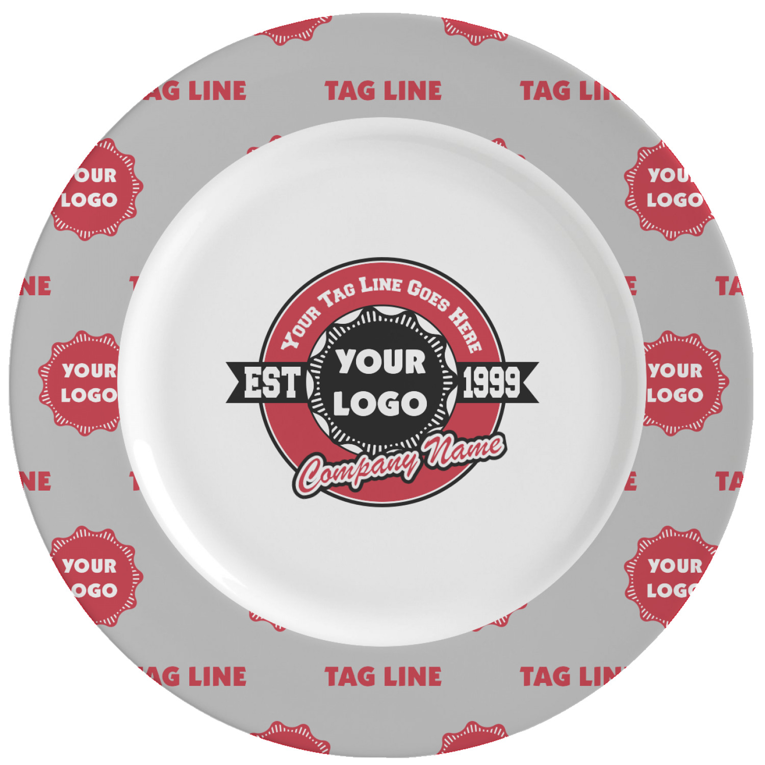Custom Logo & Tag Line Ceramic Dinner Plates (Set of 4) (Personalized