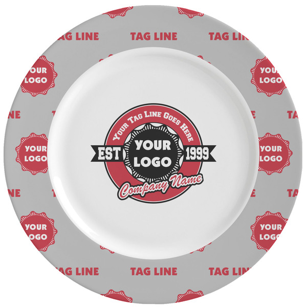 Custom Logo & Tag Line Ceramic Dinner Plates - Set of 4 (Personalized)
