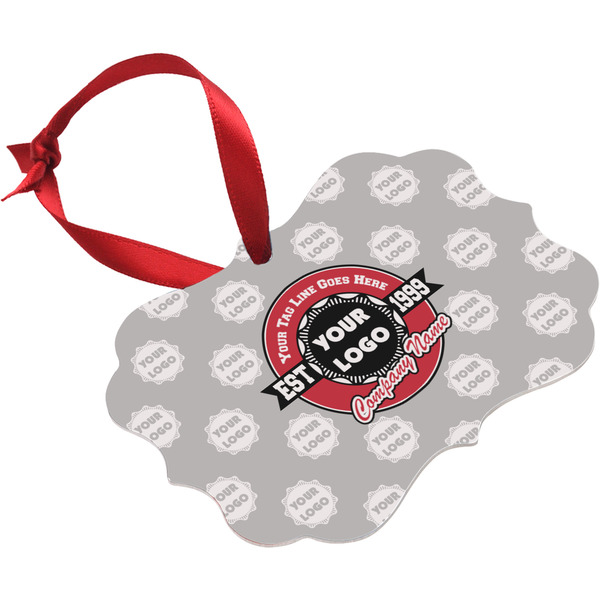 Logo & Tag Line Christmas Ornament (Angle View)