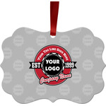 Logo & Tag Line Metal Frame Ornament - Double-Sided w/ Logos