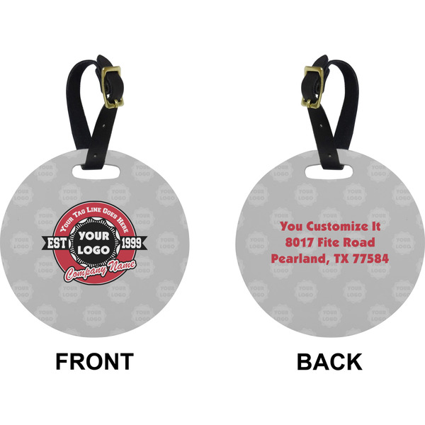 Logo & Tag Line Circle Luggage Tag (Front + Back)