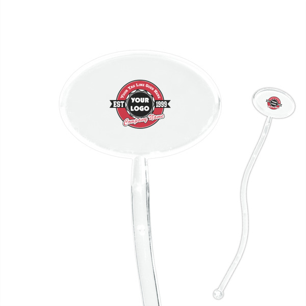 Custom Logo & Tag Line 7" Oval Plastic Stir Sticks - Clear (Personalized)