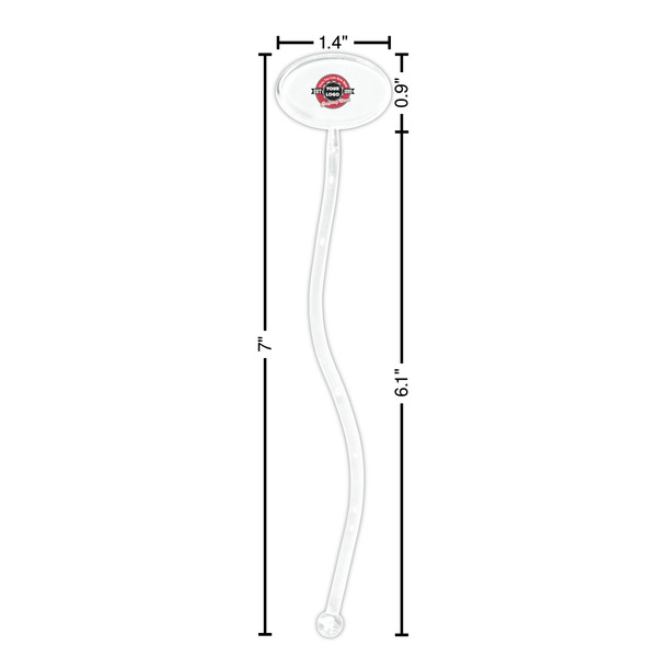Logo & Tag Line Clear Plastic 7" Stir Stick - Oval - Dimensions