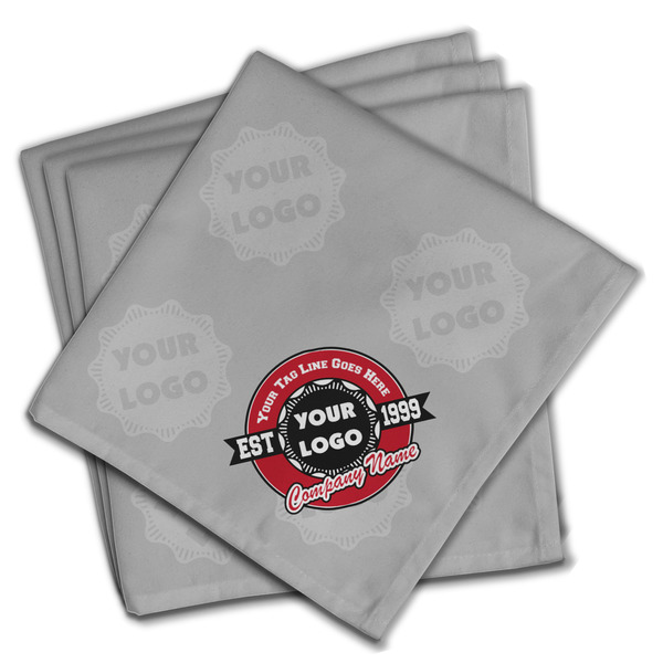 Custom Logo & Tag Line Cloth Dinner Napkins - Set of 4 w/ Logos