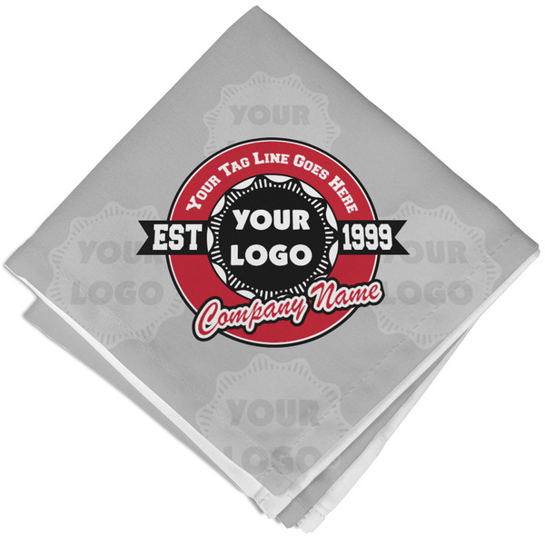 Custom Logo & Tag Line Cloth Cocktail Napkin - Single w/ Logos