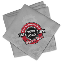 Logo & Tag Line Cloth Cocktail Napkins - Set of 4 w/ Logos