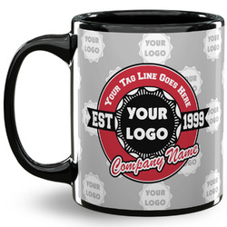 Logo & Tag Line 11 oz Coffee Mug - Black (Personalized)