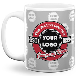 Logo & Tag Line 11 oz Coffee Mug - White (Personalized)