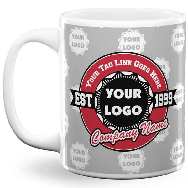 Custom Logo & Tag Line 11 oz Coffee Mug - White (Personalized)