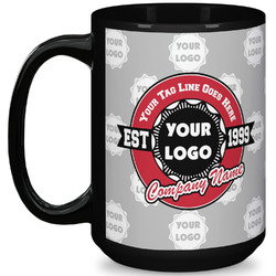 Logo & Tag Line 15 oz Coffee Mug - Black (Personalized)