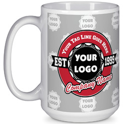 Logo & Tag Line 15 oz Coffee Mug - White (Personalized)