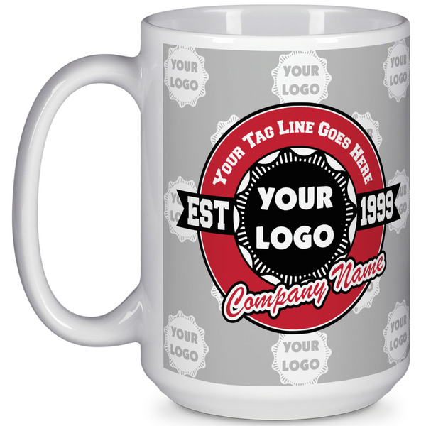 Custom Logo & Tag Line 15 oz Coffee Mug - White (Personalized)