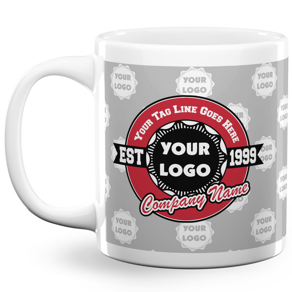 Custom Logo & Tag Line 20 oz Coffee Mug - White (Personalized)