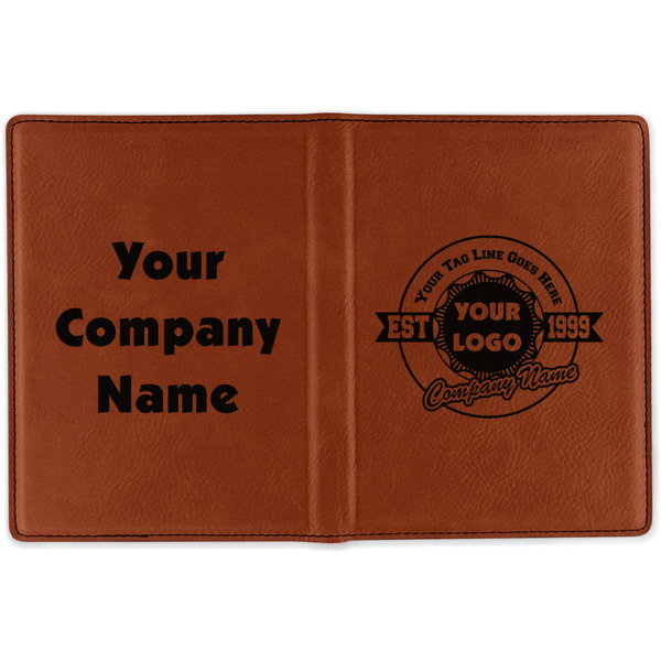 Logo & Tag Line Cognac Leather Passport Holder Outside Double Sided - Apvl
