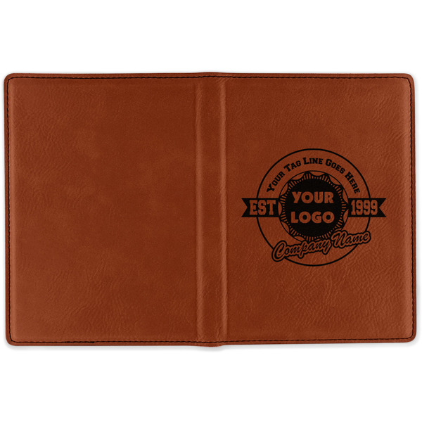 Logo & Tag Line Cognac Leather Passport Holder Outside Single Sided - Apvl