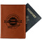 Logo & Tag Line Cognac Leather Passport Holder With Passport - Main