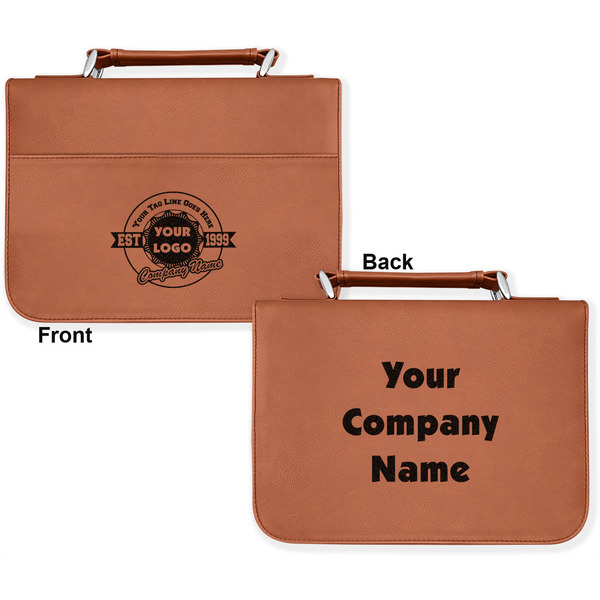 Logo & Tag Line Cognac Leatherette Bible Covers - Large Double Sided Apvl