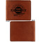 Logo & Tag Line Cognac Leatherette Bifold Wallets - Front and Back Single Sided - Apvl
