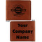 Logo & Tag Line Cognac Leatherette Bifold Wallets - Front and Back