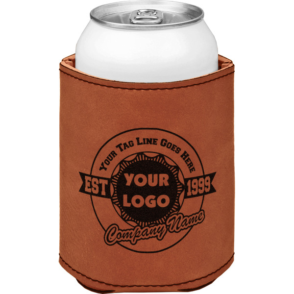 Custom Logo & Tag Line Leatherette Can Sleeve - Single-Sided (Personalized)